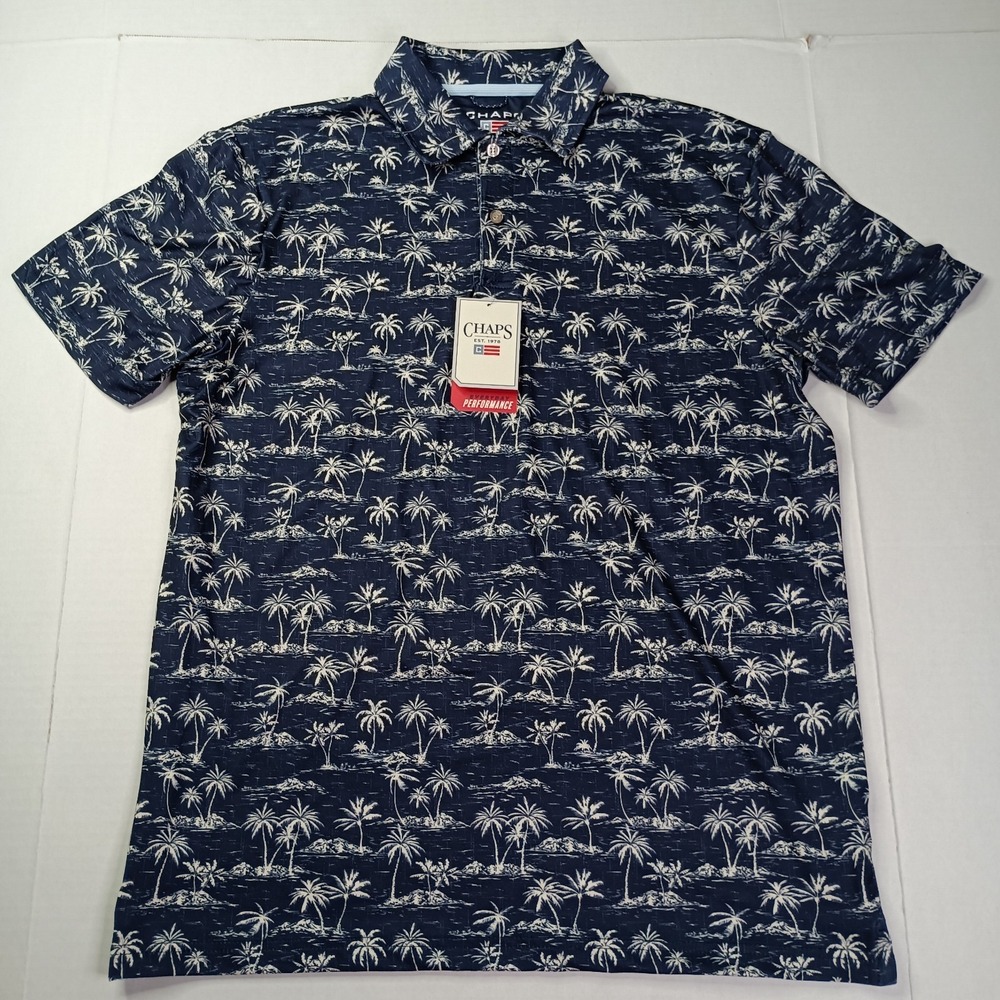 Chaps Everyday Performance Polo Shirt Men's‎ Size M Navy Blazer Moisture Wick
